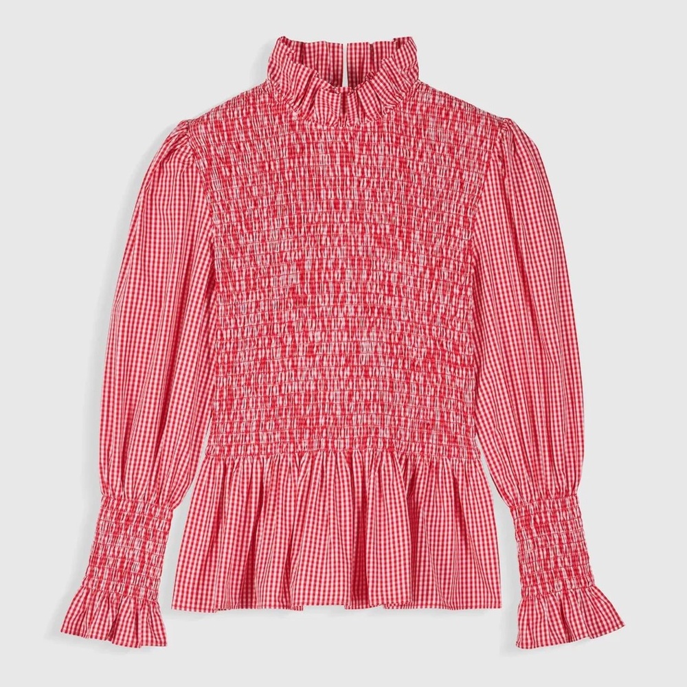 Maria de la orden aleria shirt red white stripe smocked